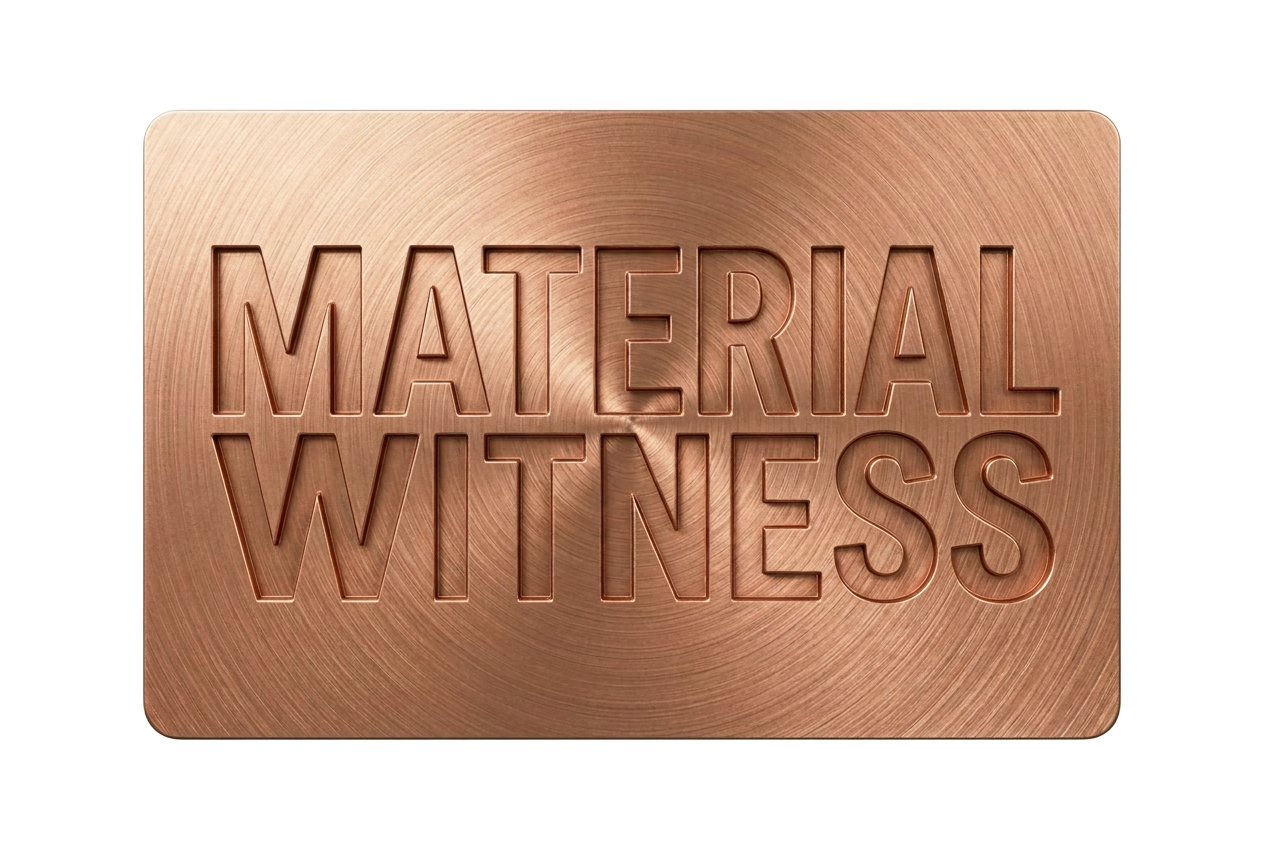 MATERIAL WITNESS brushed bronze gift card